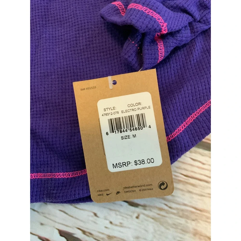 NWT Nike Girls Electro Purple Thermal Waffle Knit Hoodie Pink Stitching M‎